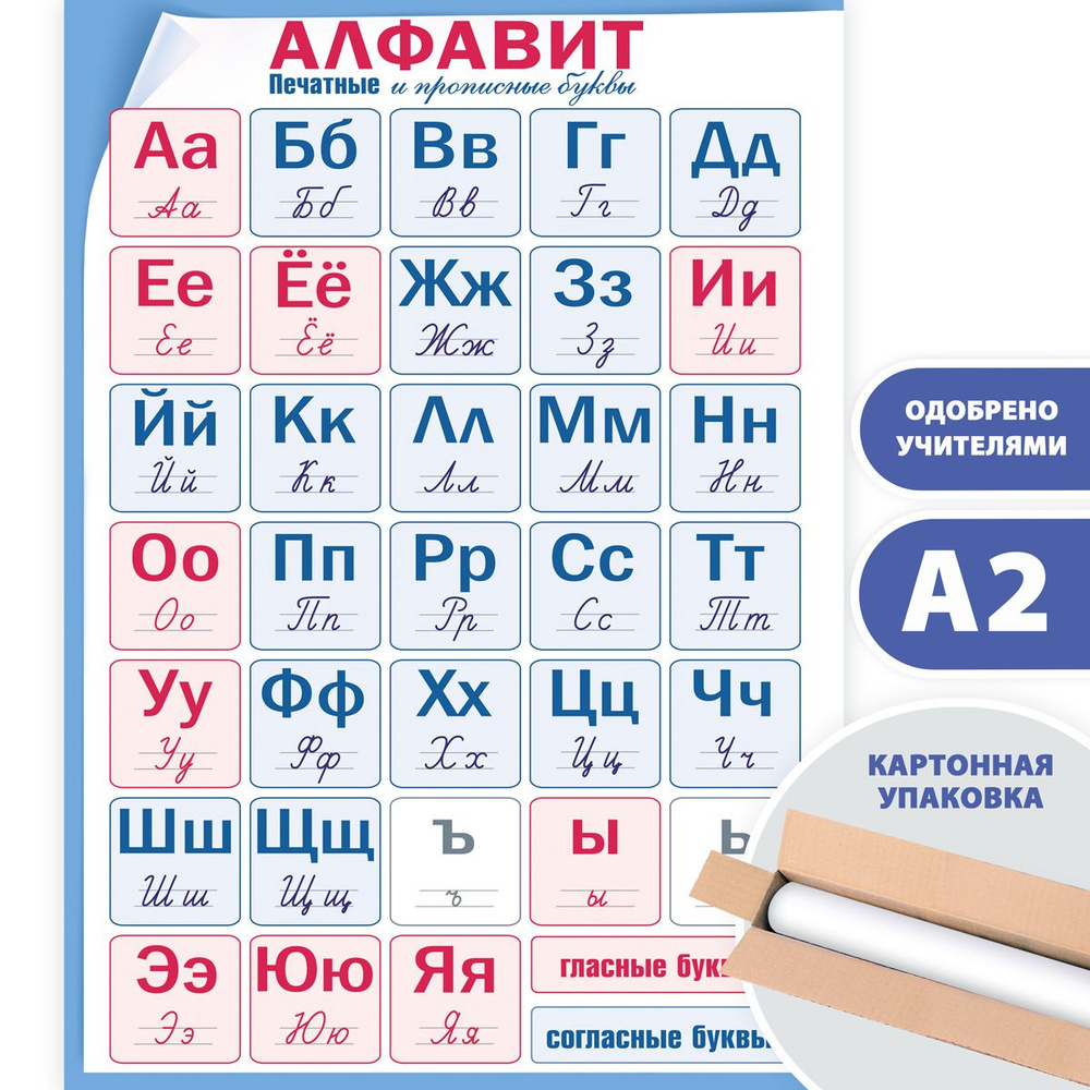 Вопросы и ответы о Плакат обучающий по русскому языку алфавит с печатными и прописными  буквами – OZON