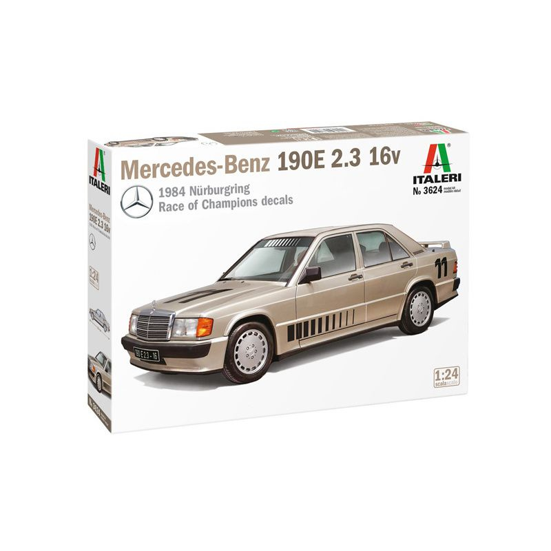 Сборная модель Автомобиль Mercedes-Benz 190E 2.3 16v, масштаб 1/24, 3624 Italeri  #1