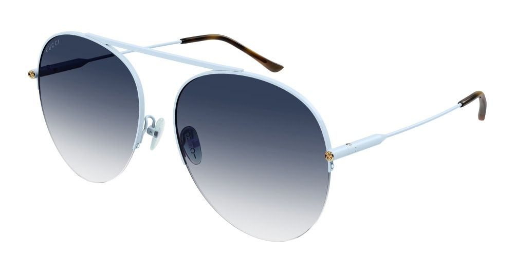 Мужские и женские солнцезащитные очки Gucci GG1413S 003, цвет: голубой, цвет линзы: голубой, авиаторы, #1