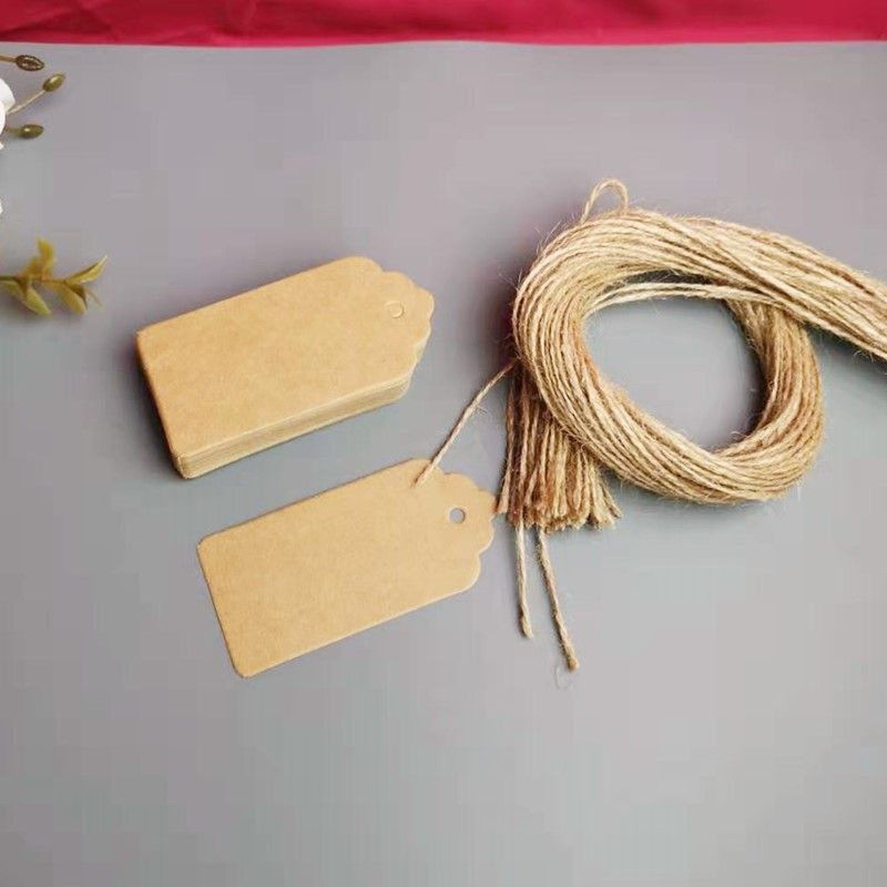 Бирки картонные с веревочкой 10 шт 4,5*8 см с веревочкой (50 см), бирки для скрапбукинга  #1