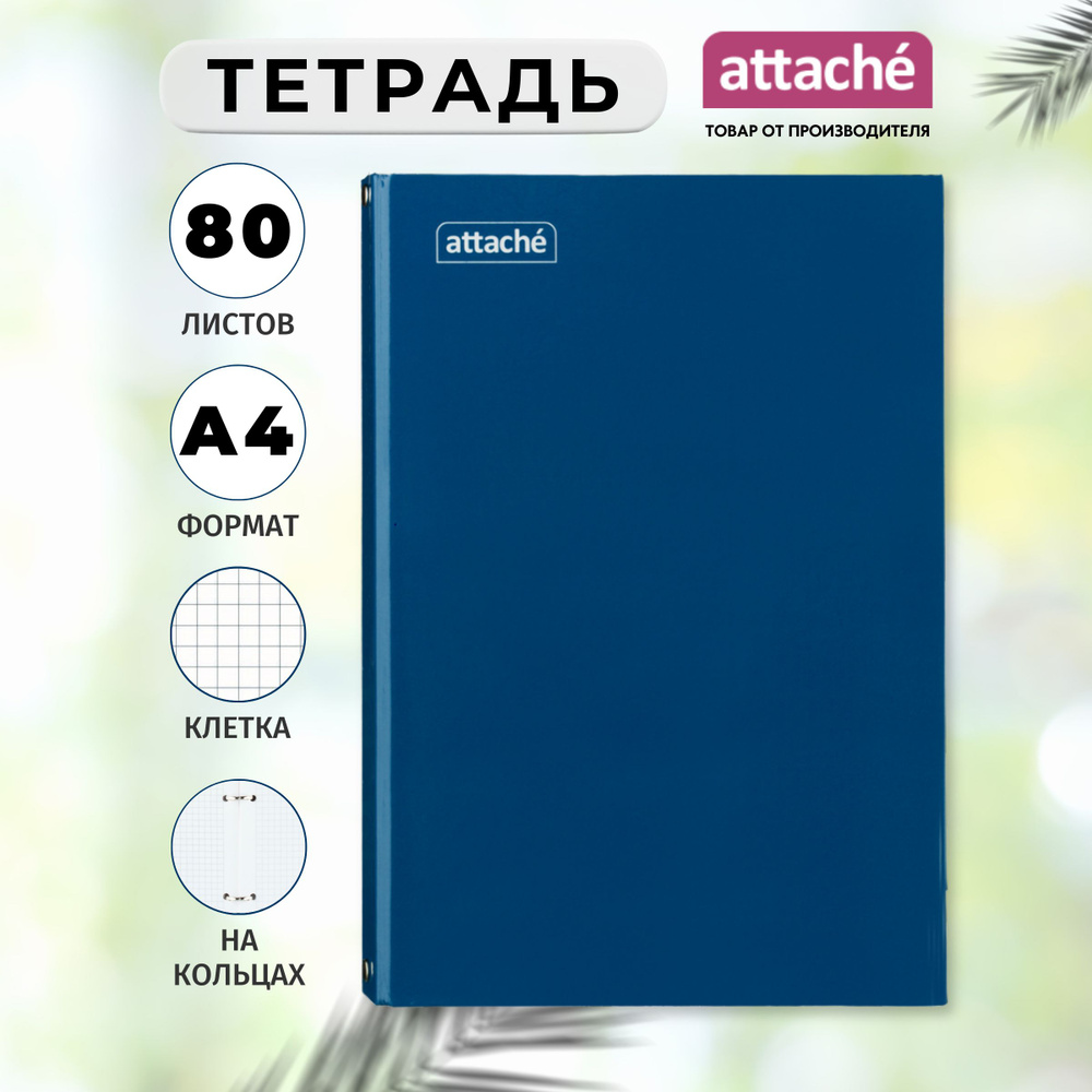 Тетрадь на кольцах Attache, со сменным блоком, А4, 80 листов в клетку, обложка ламинированный картон, #1