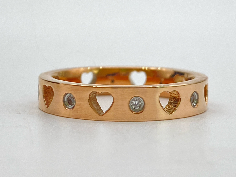 Премиальная японская бижутерия. кольцо из стали 316 L с цирконием. PVD покрытие розовое золото. размер #1