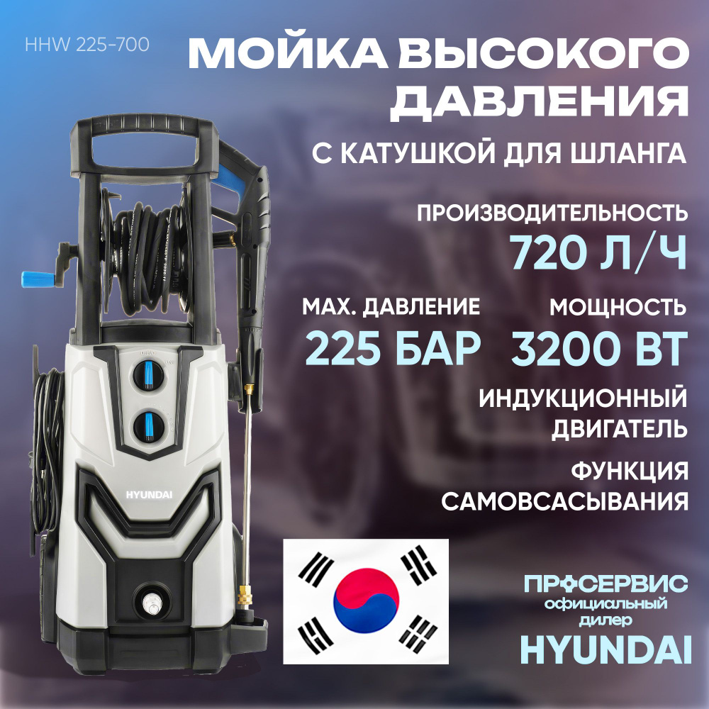 Мойка высокого давления Hnd HHW 225-700 с пеногенератором ( 225 бар, 720 л/ч, 3200 Вт, 29 кг) для мытья #1