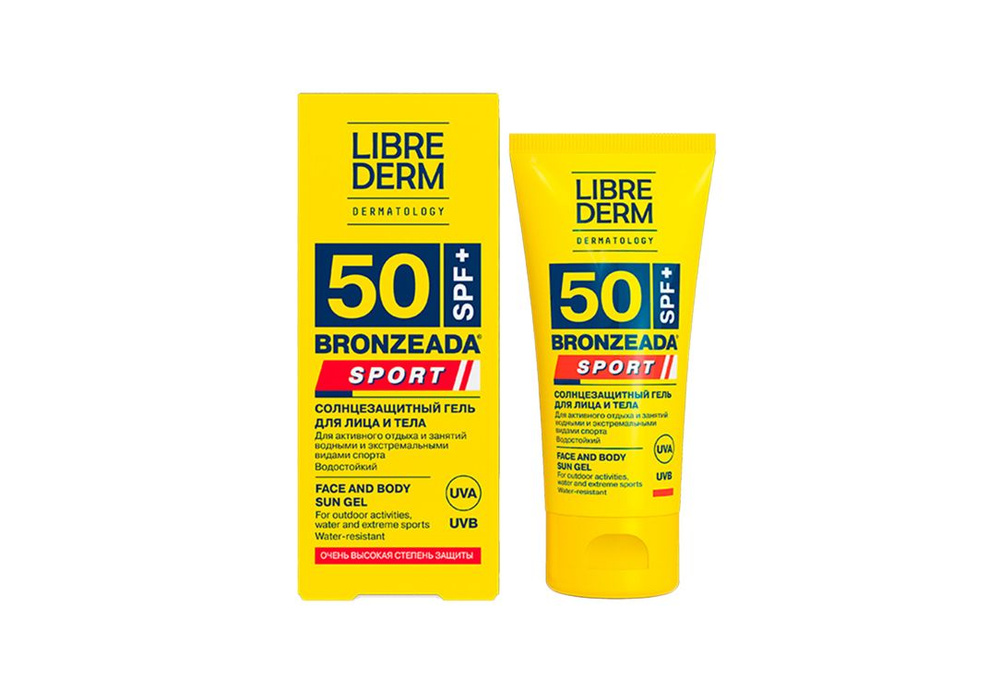 Солнцезащитный гель для лица и тела SPF50 LIBREDERM bronzeada sport #1