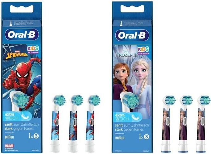 Насадки для электрической зубной щетки Braun Oral-B Kids EB10S 3K Spider/Frozen, 3 штуки, для детей  #1