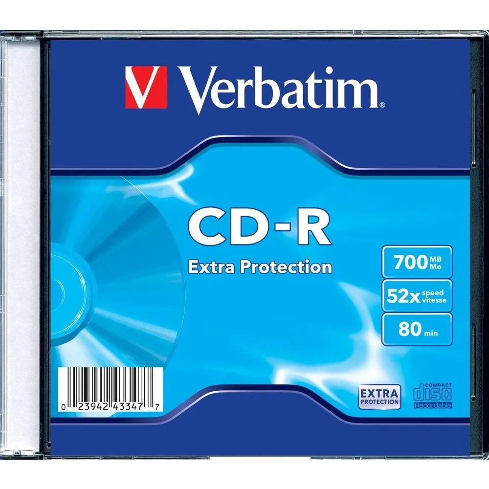 Диск CD-R Verbatim 700Mb 52x Slim case (1шт) (43347) Extra Protection #1