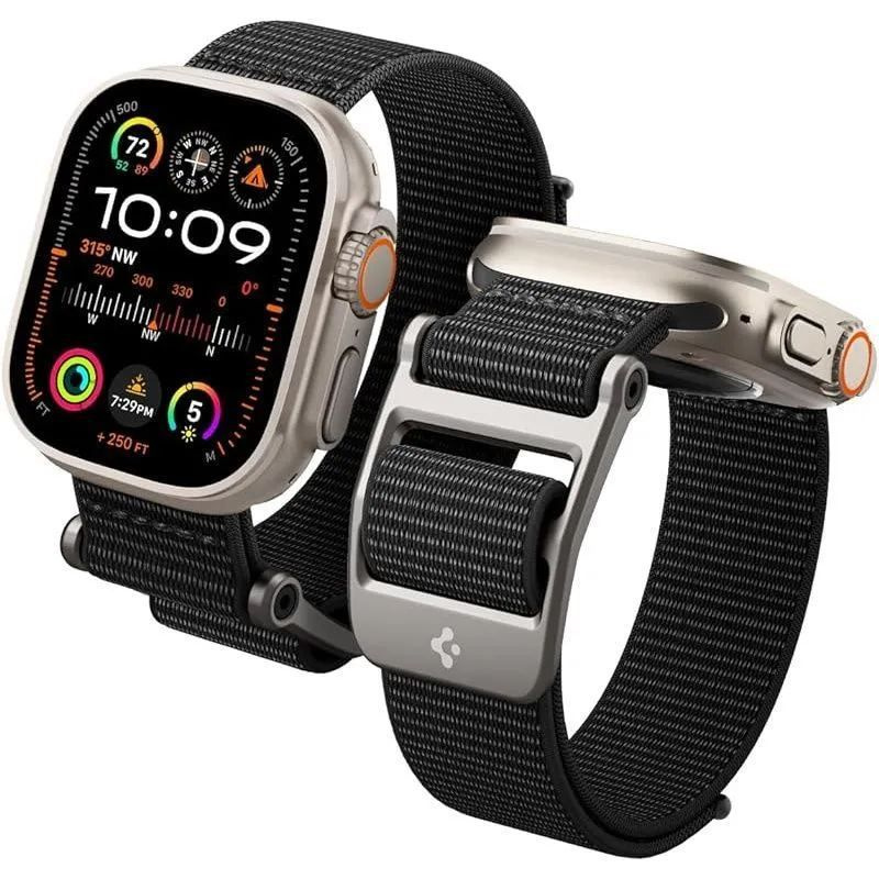 Ремешок нейлоновый на липучке Spigen / Для Apple Watch Ultra 49/45/44/42 mm / Черный_1  #1