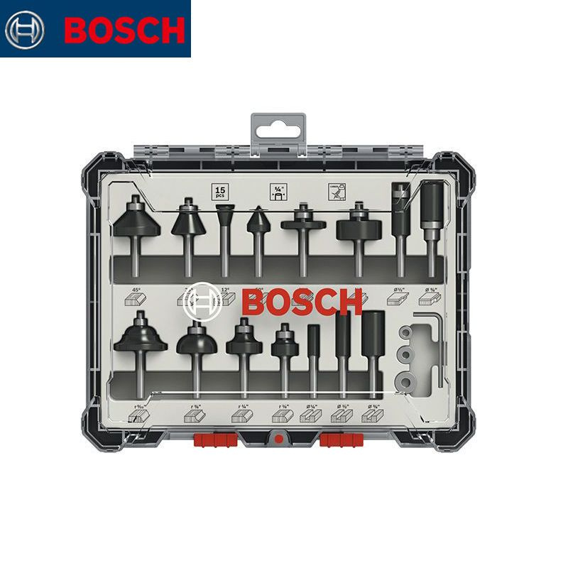 Набор фрез по дереву хв. (15 шт) BOSCH 2607017473, хвостовик 1/4 дюйма  #1