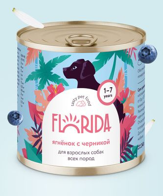 Florida (Флорида) консервы для собак "Ягненок с черникой", 2 шт по 400г  #1