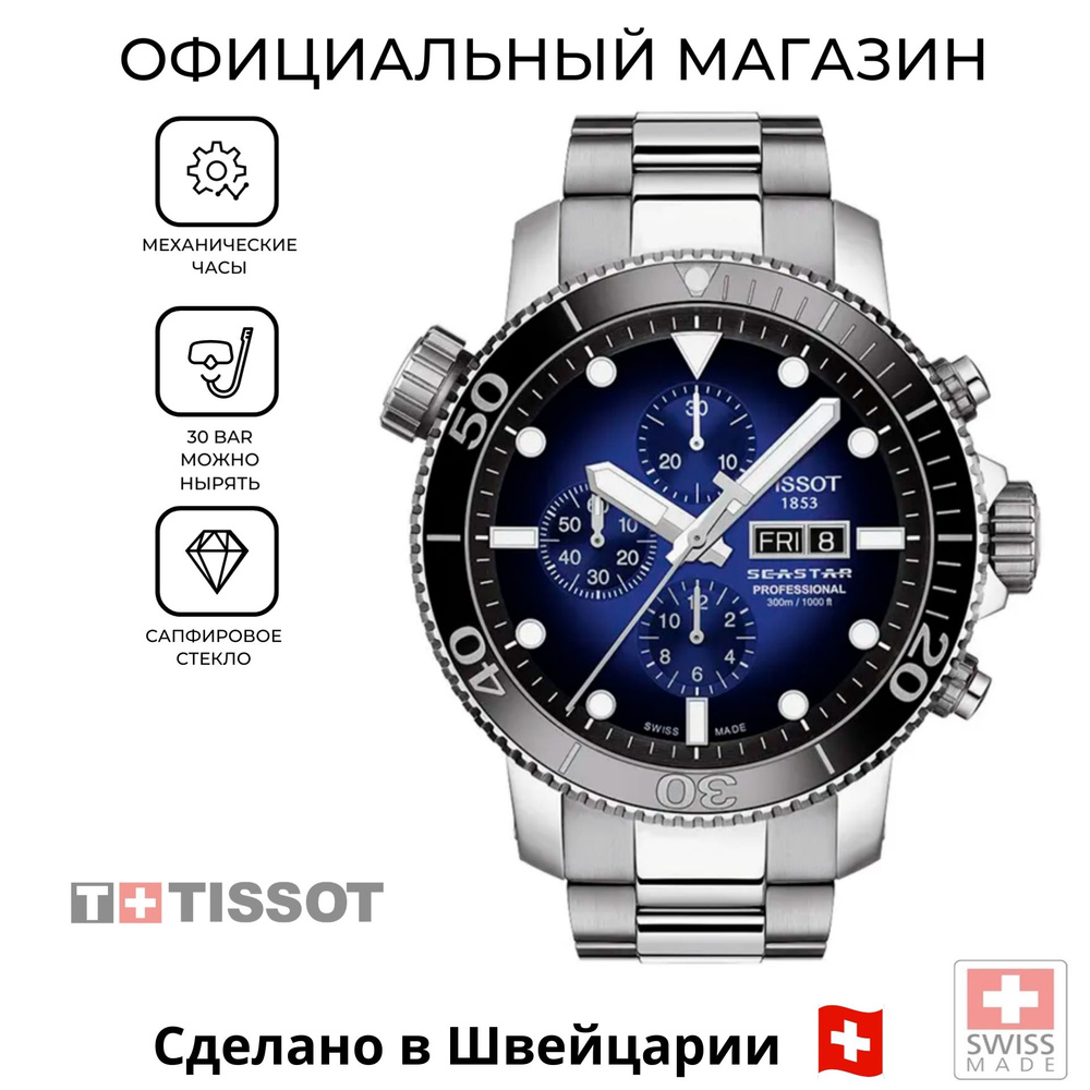 Мужские швейцарские часы Tissot Seastar 1000 Professional Automatic Chronograph T120.614.11.041.00 (T1206141104100) #1