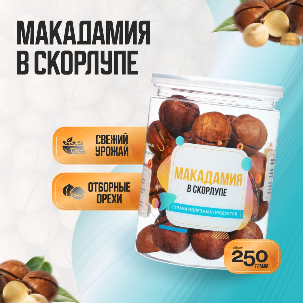 Орех Макадамия в скорлупе, Банка 250гр, Страна Полезных Продуктов  #1