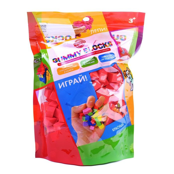 Конструктор-пластилин 1Toy GUMMY BLOCKS 1 цвет, красный, в zip-пакете 19,5х12,5х6,5 см (Т23939)  #1