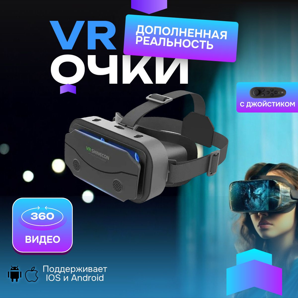 Виртуальные очки VR Shinecon SC-G13 с пультом ДУ/ 3D устройство для просмотра фильмов и игр на телефоне #1