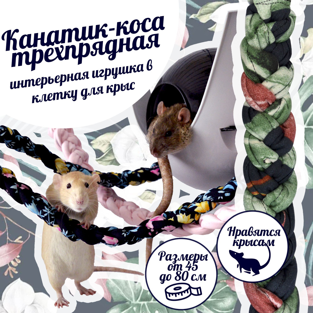 Игрушки канатики RATSY для клеток крыс и грызунов РАЗМЕР S  #1