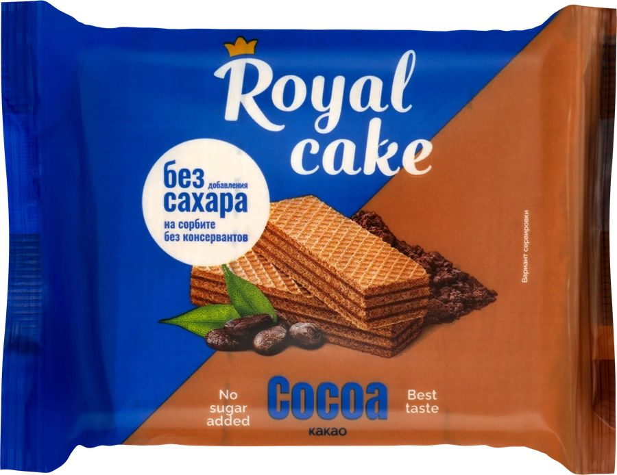 Вафли ROYAL CAKE с какао, на сорбите, 120г #1