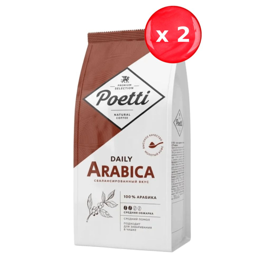 Кофе молотый Poetti Arabica 250 г, набор из 2 шт. #1