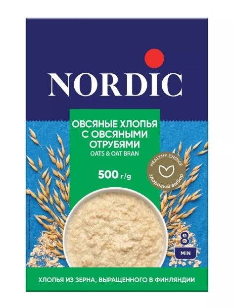 Хлопья овсяные Nordic с отрубями, 500 г, Россия #1