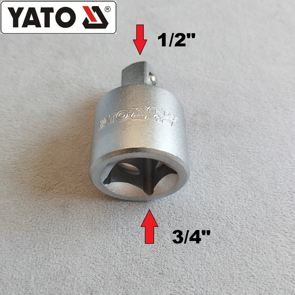 Головка-переходник 3/4"(F)-1/2"(M), CrV (Насаживается 3/4", потом уже используется как 1/2"), YATO  #1