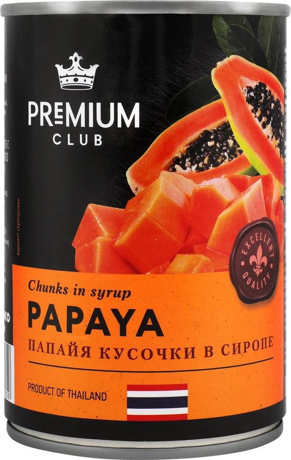 Папайя PREMIUM CLUB кусочки в сиропе, 425г #1