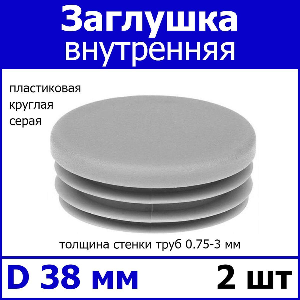 Заглушка для профильной трубы диаметр 38 серая 2шт #1