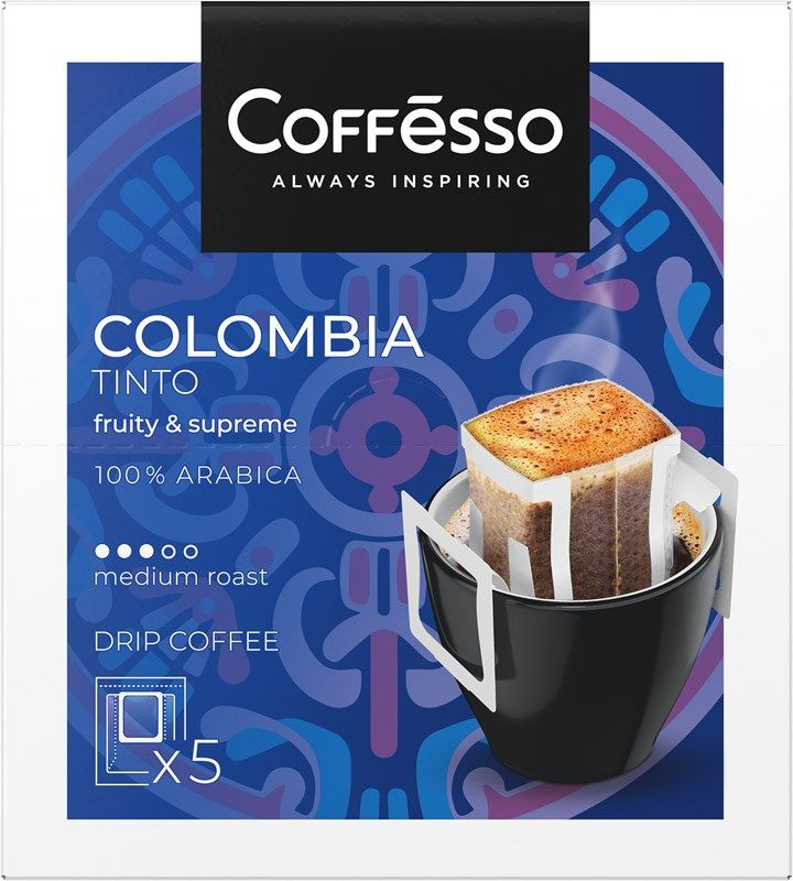 Кофе Coffesso Colombia Tinto 5 дрип-пакетов с молотым кофе, 50г #1