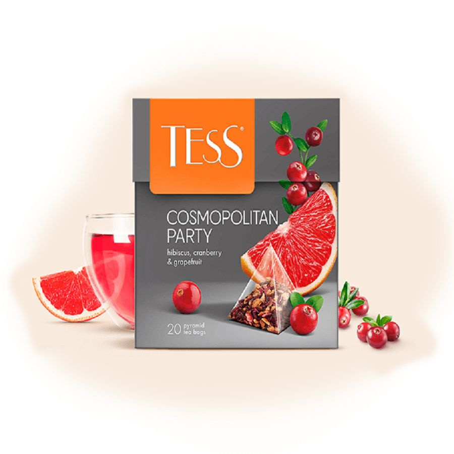 Чай в пирамидках травяной Tess Cosmopolitan Party (Космополитан Пати) 20 пак. Гибискус с клюквой и ароматом #1