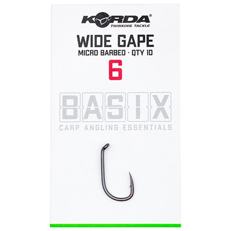 KORDA Крючок Basix Wide Gape 6 с микробородкой 10шт #1