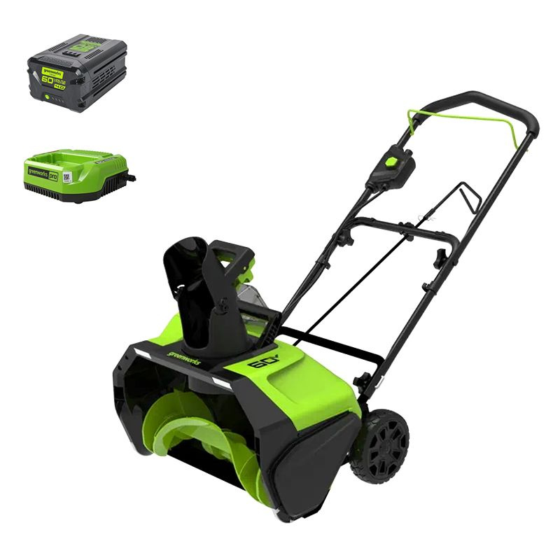 Снегоуборщик аккумуляторный Greenworks GD60PSTK4 60V, бесщеточный, ширина захвата 51 см, высота захвата #1