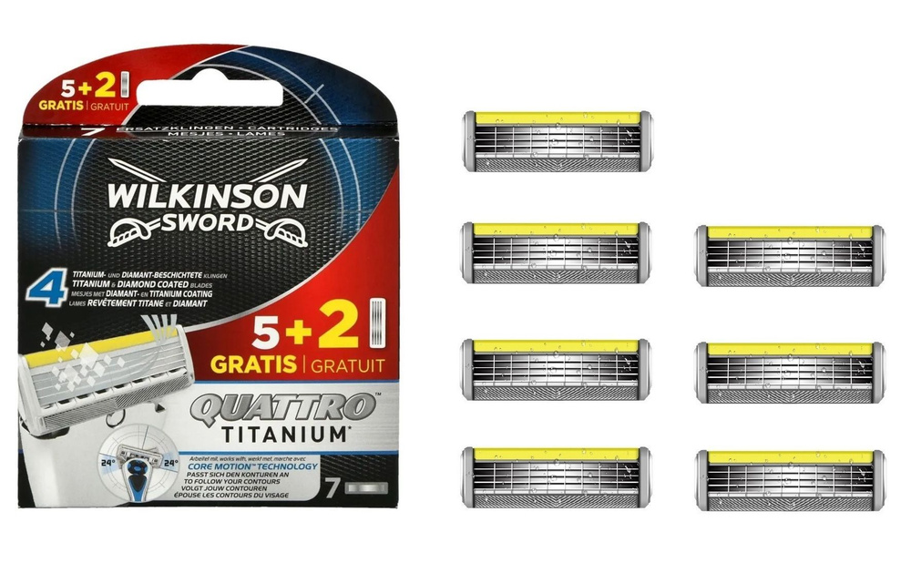 Сменные кассеты для мужской бритвы Schick Quattro Titanium Core Motion, 7 шт.  #1