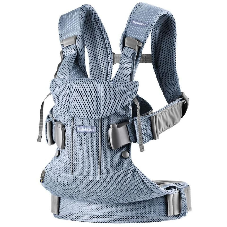 Слинг-эргорюкзак BabyBjorn One Air 3D Mesh для переноски ребенка с рождения и до 3 лет, 3 положения,голубой #1