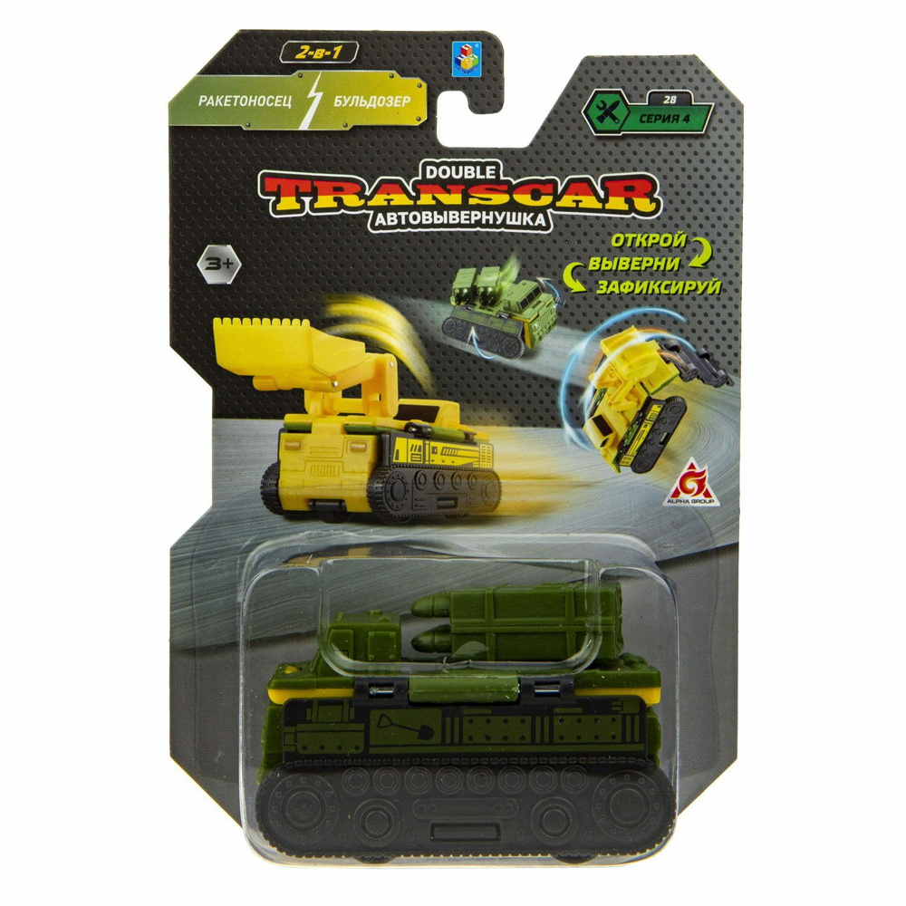 Игрушка транспортная 1TOY Transcar Double Ракетоносец-Бульдозер Т20786  #1