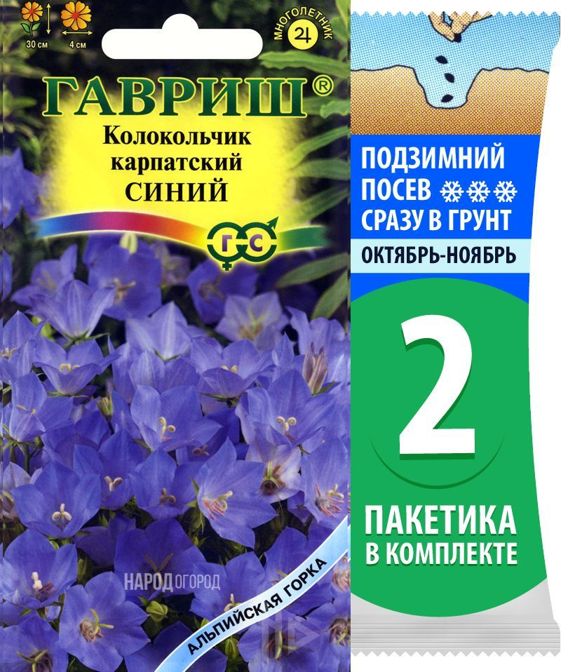 Семена Колокольчик карпатский Синий, 2 пакетика по 0,05г/1000шт  #1