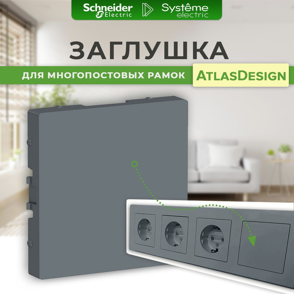 Заглушка для рамок Schneider Electric / Systeme Electric AtlasDesign, грифель, без суппорта / заглушка #1