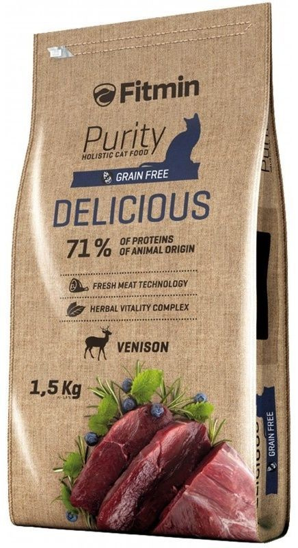 Фитмин Fitmin PURITY DELICIOUS Беззерновой корм с олениной и уткой для привередливых кошек 1,5 кг  #1