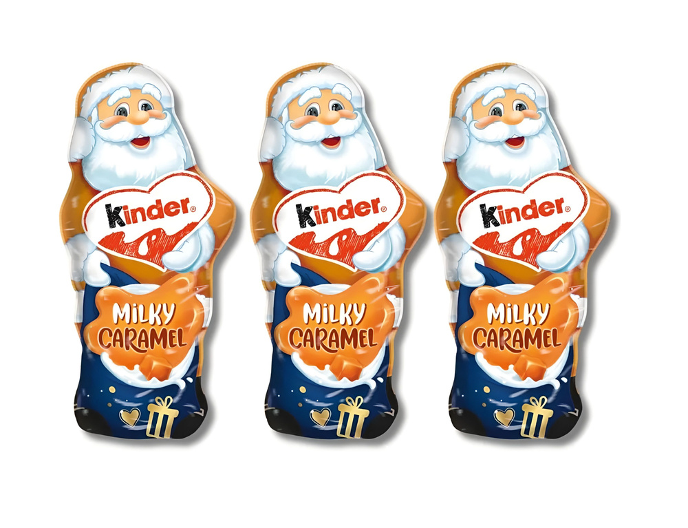 Фигурный Kinder шоколад 3 штуки по 110 грамм , Дед мороз карамель  #1