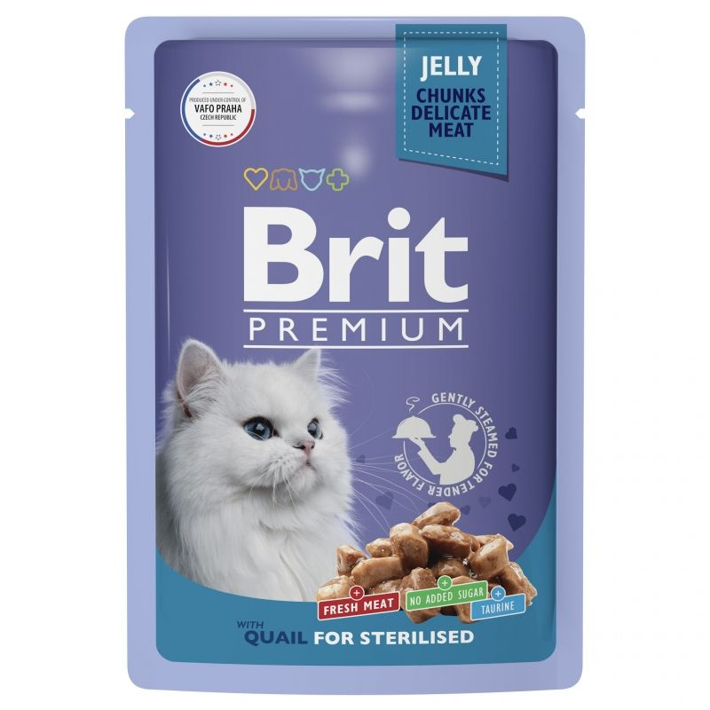 Brit Premium Sterilised Cat Quail, влажный корм для стерилизованных кошек и кастрированных котов, перепёлка #1