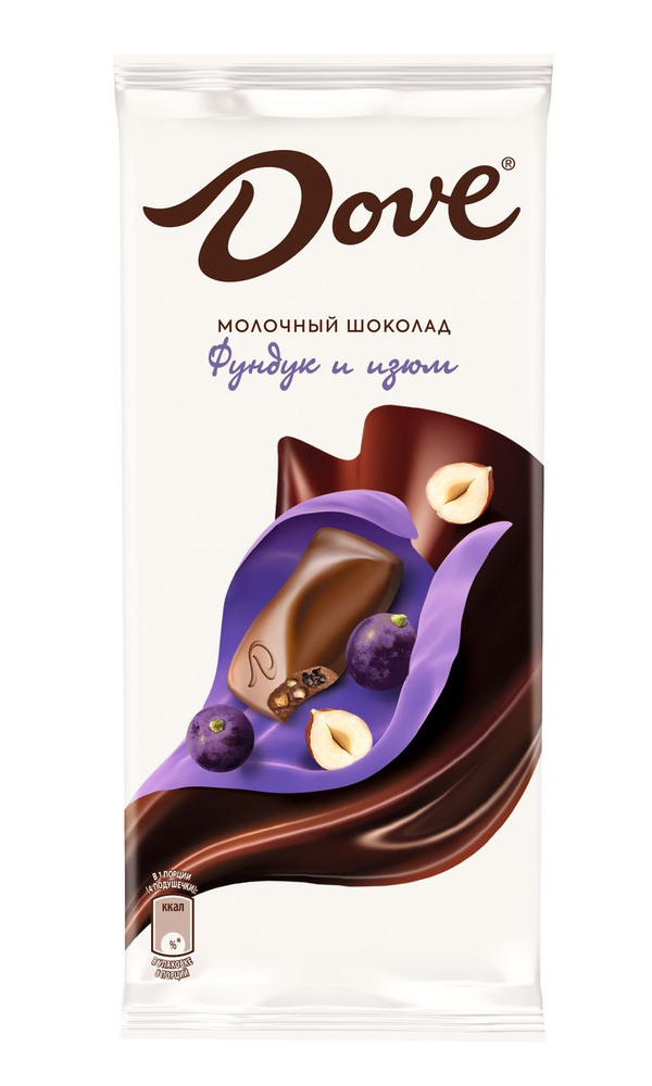 Шоколад Dove молочный с фундуком и изюмом, 90г #1