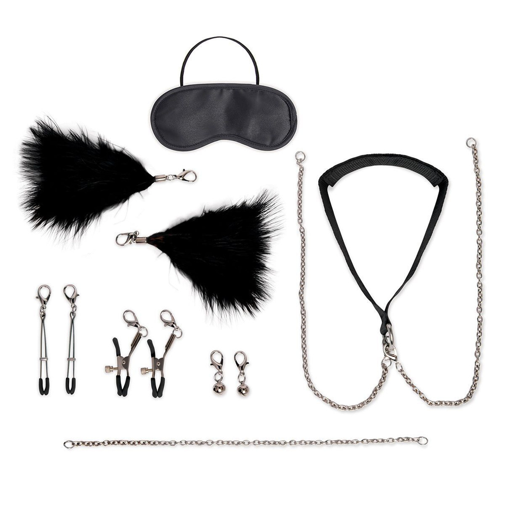 Большой эротический набор из 12 предметов Interchangeable Collar & Nipple Clips Set  #1