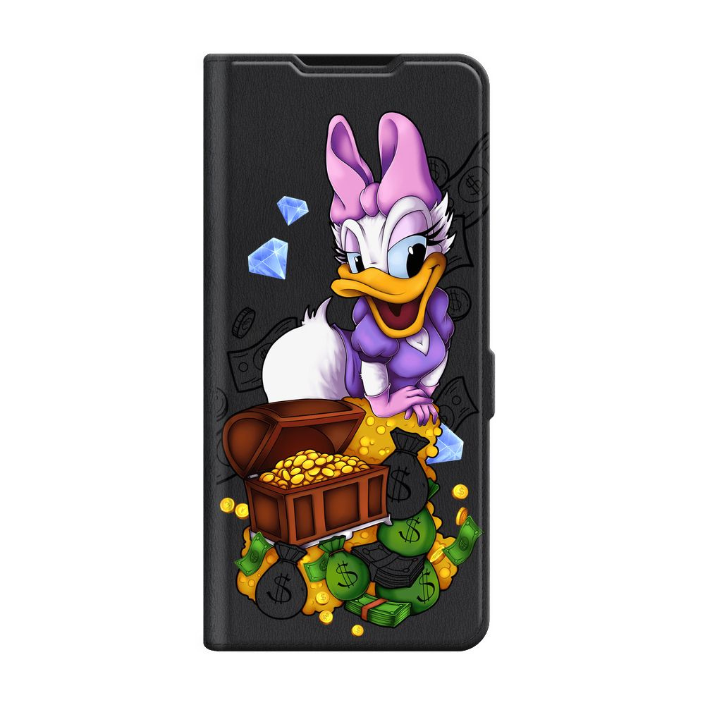 Чехол-книжка на Infinix Smart 9/Hot 50i / Инфиникс Смарт 9/Хот 50i с принтом "Daisy Duck with gold", #1