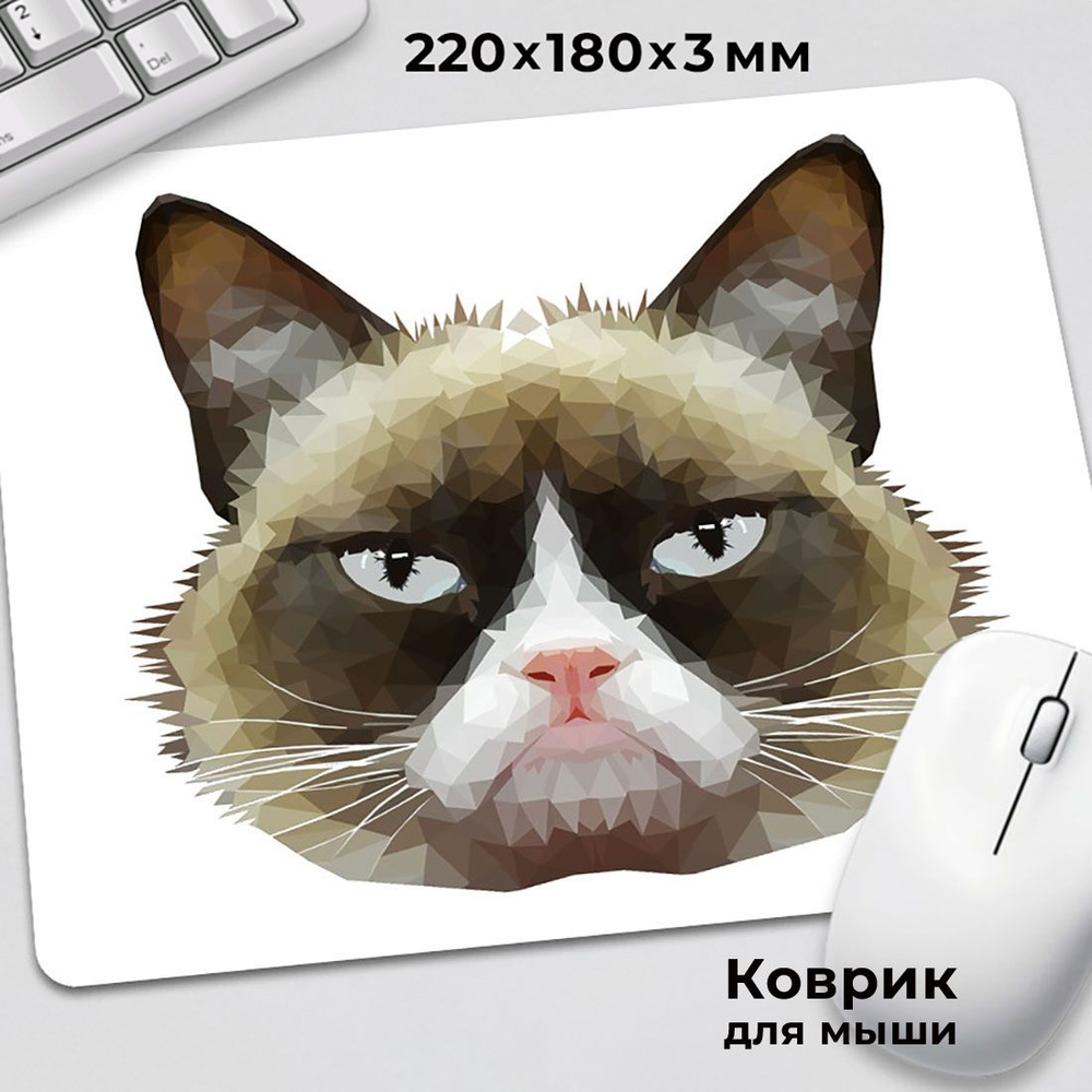 Коврик для мышки мем Сердитый кот Grumpy cat #1