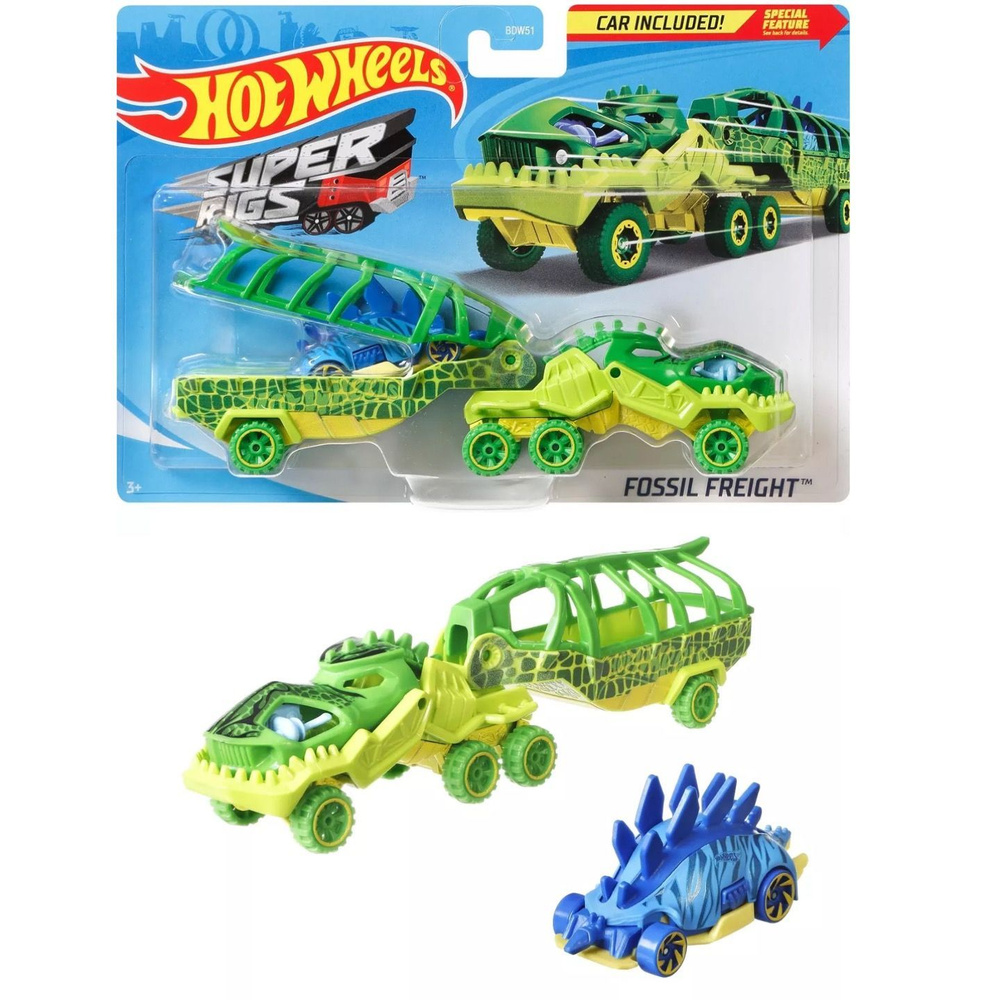 GKC28 Hot Wheels набор машинка металлическая Super Rigs Fossil Freight грузовик и машинка коллекционная #1