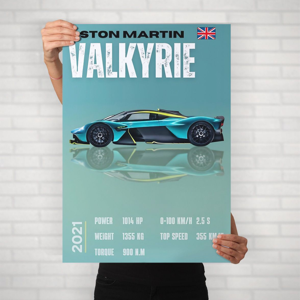 Плакат на стену для интерьера Спорткар (Aston Martin Valkyrie 2) - Постер по спортивным гоночным машинам #1