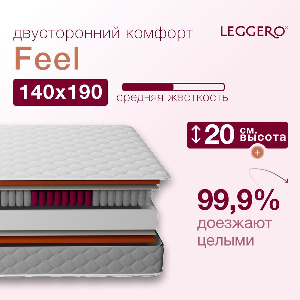 Матрас 140х190 LEGGERO ортопедический независимые пружины, FEEL  #1