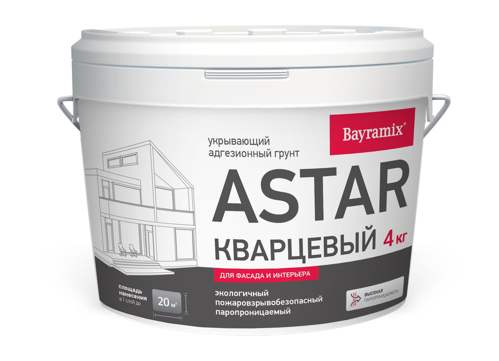 Грунт Bayramix Astar Кварцевый для внутренних и наружных работ, белый ,4 кг  #1