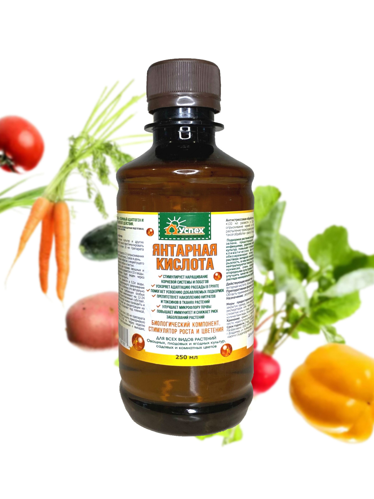 Процесс обработки растений раствором янтарной кислоты