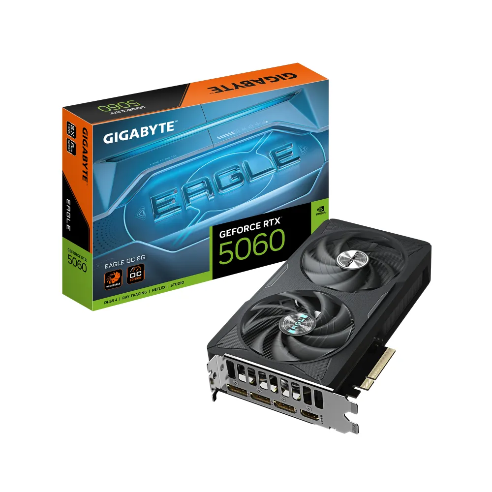 Gigabyte Видеокарта GeForce RTX 5060 EAGLE OC 8 ГБ (GV-N5060EAGLE OC-8GD)