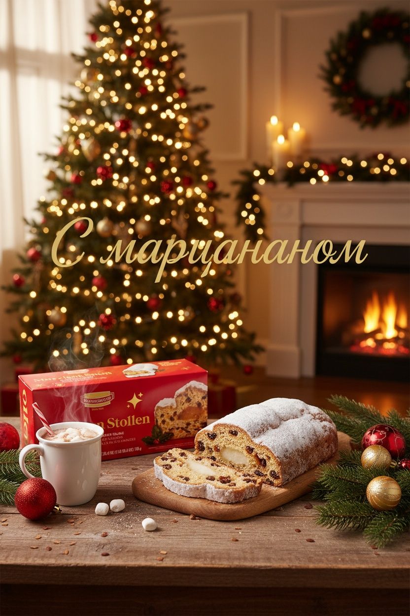 МарципановыйрождественскийштоленвподарочнойупаковкеKuchenMeister,500г