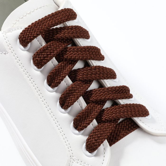 Шнурки для обуви, плоские, 8 мм, 120 см, цвет коричневый, 25 пар  #1