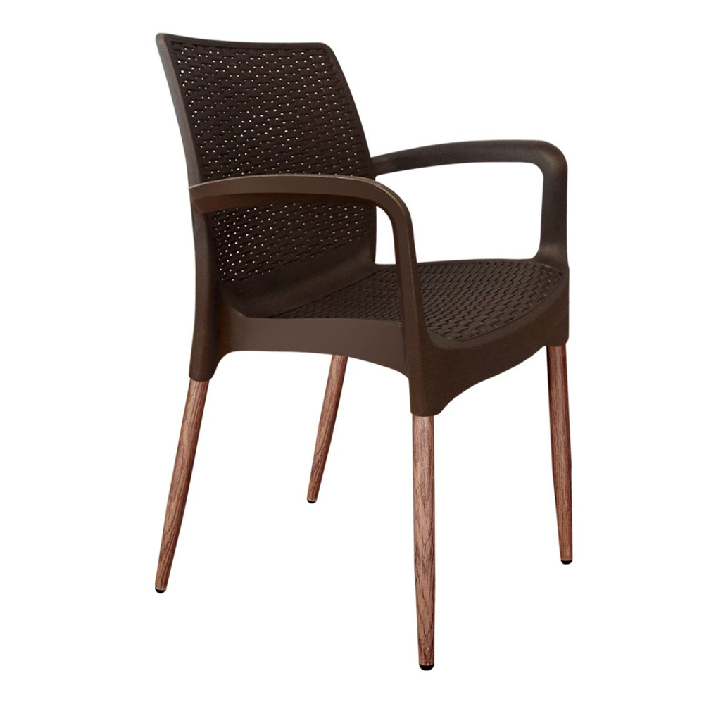 Кресло садовое, Стул пластиковый, 91х51х56 см., Стулья для кафе, пластик/металл, коричневый  #1