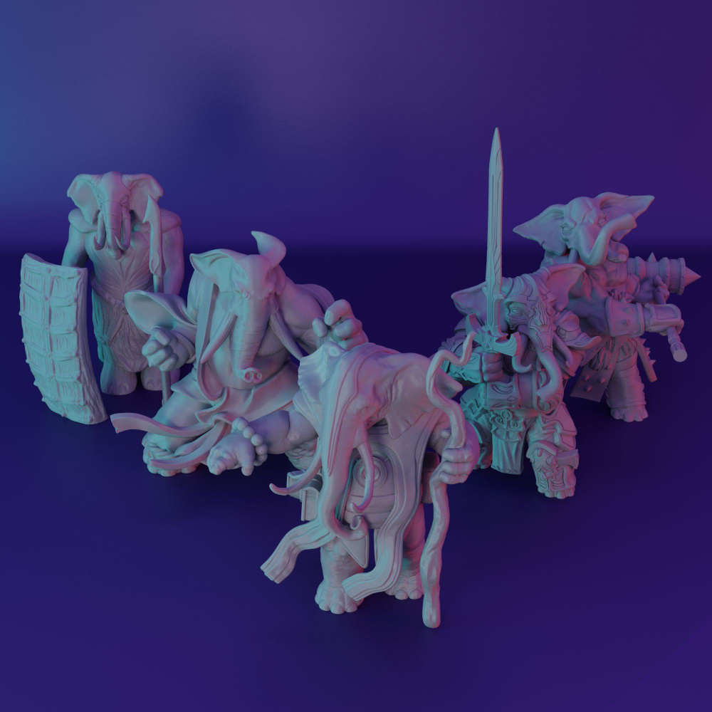 Миниатюры набор "Локсодоны" (Слонолюди) ДнД DnD Pathfinder НРИ 45мм 5шт  #1